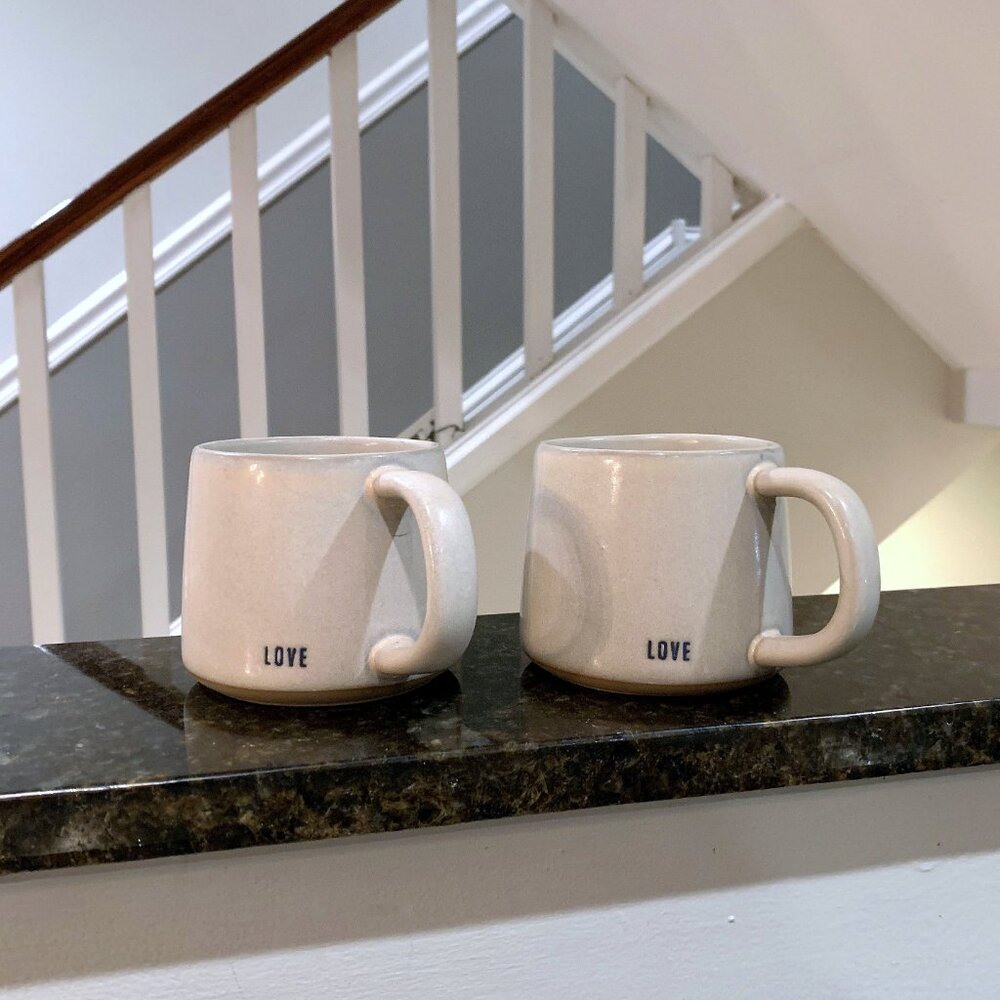 Set Of 2 Hearth & and Hand Magnolia Stoneware LOVE Coffee Mug Tea Cups NEW 2021